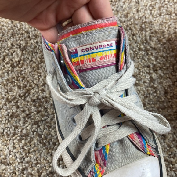 Converse All Star Girls Double Tounge Grey and Rainbow Size 1 - Picture 3 of 8
